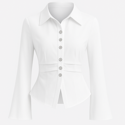 Klassisk skjortebluse med knapper og let taljering