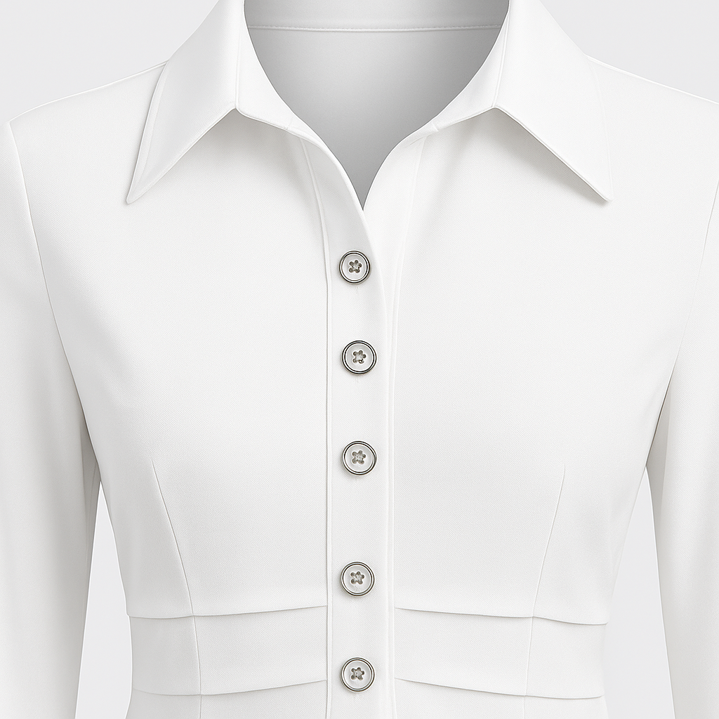 Klassisk skjortebluse med knapper og let taljering