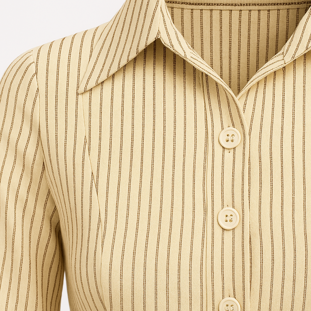 Stribet skjortebluse med knapper og figursyet pasform